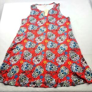 NWOT Roshop sugar skull shift dress with pockets